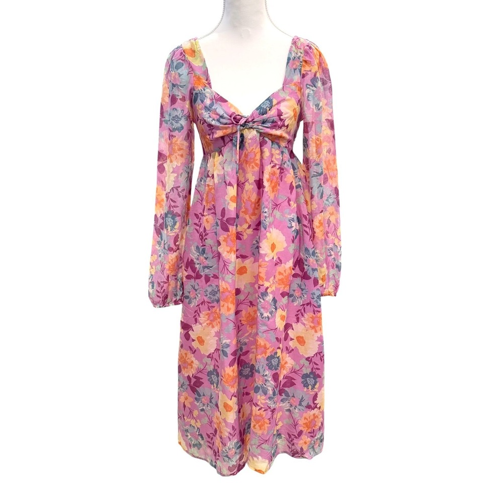 Billabong x The Salty Blonde Paradise Love Peasant Midi Dress XS Floral Feminine